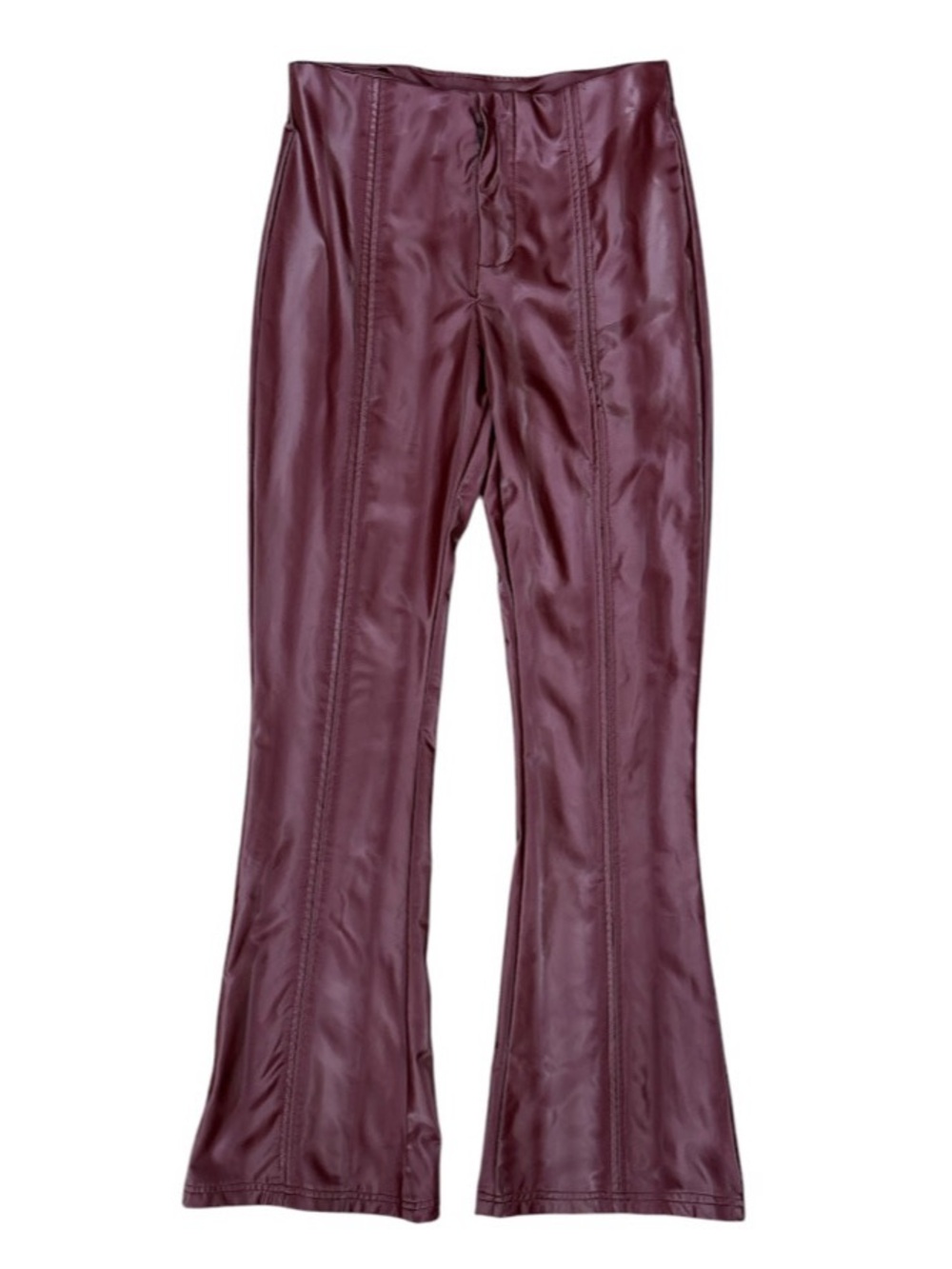Pretty Garbage Faux Leather Flared Leg Pants Plum M